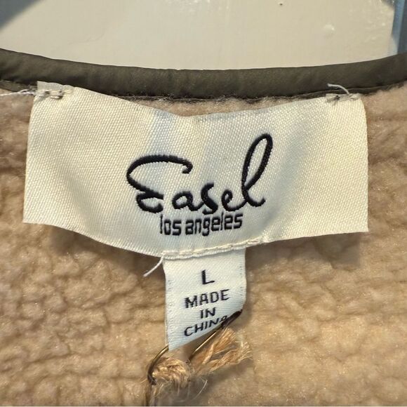 Easel Scribbly Stars Reversible Jacket Quilted Fleece Pockets Green Size Large - Picture 8 of 12